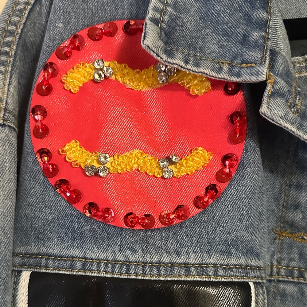 Denim Patchwork Jean Jacket - Blue - image 8